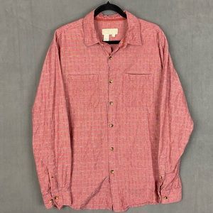 The Territory Ahead Men's Large Red Shirt with Stitch Check Pattern Long Sleeve